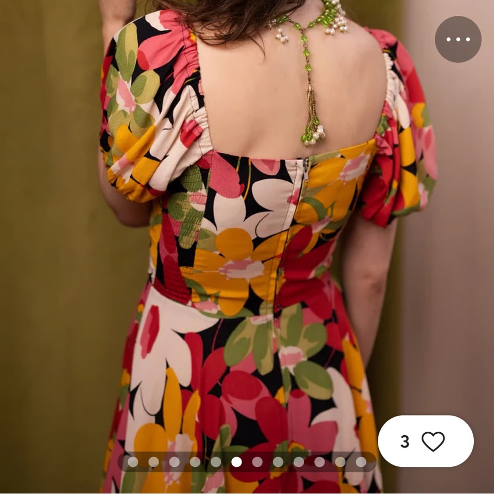 NWT Trashy Diva Puff Sleeve L’ Amour Dress in Flower Power Crepe De Chine Sz 14 - Picture 9 of 9